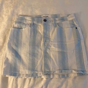Frame Denim white with blue stripes mini skirt size 27